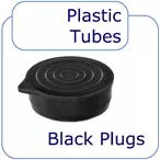 1 3/4" Black Packaging Tube Caps for .752" ID Tubes | Flat Plug Caps