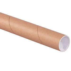 1.5" x 20" Kraft Tubes with Caps 50/Carton