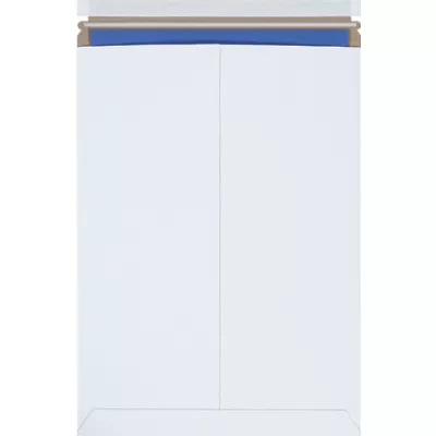 13 x 18" White Self-Seal Stayflats Plus Mailers 100/Case