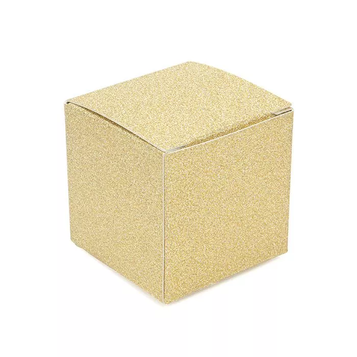 2" x 2" x 2" Gold Glitter Folding Box (25 pack) - DISCONTINUED