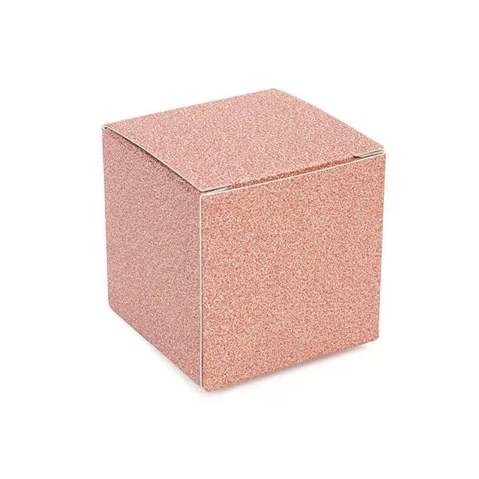 2" x 2" x 2" Rose Gold Glitter Folding Box (25 pack) - DISCONTINUED