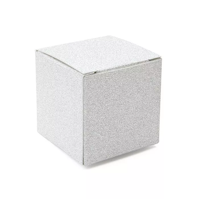 2" x 2" x 2" Silver Glitter Folding Box (25 pack) - DISCONTINUED