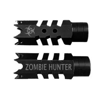 .223/5.56/.22LR Shark Muzzle Brake 1/2×28 Pitch Engraved – ZOMBIE HUNTER