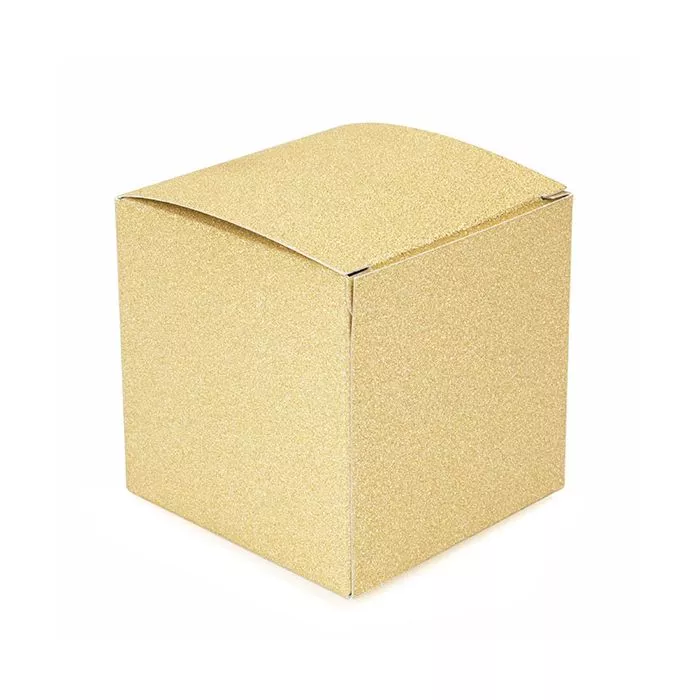 3" x 3" x 3" Gold Glitter Folding Box (25 pack) - DISCONTINUED