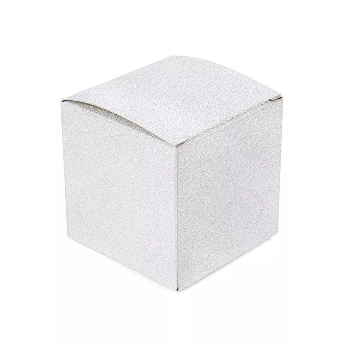 3" x 3" x 3" Silver Glitter Folding Box (25 pack) - DISCONTINUED