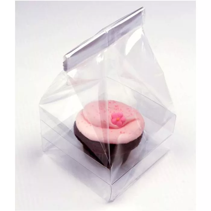 4" x 4" x 7"Clear Cupcake Bags with Insert | Single Cupcake | 100 Pack