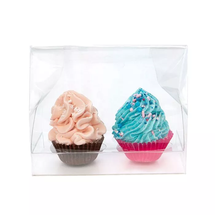 5" x 2 1/4" x 5" Double Mini Cupcake Bag Set w/Paper Bottom (100 Sets)
