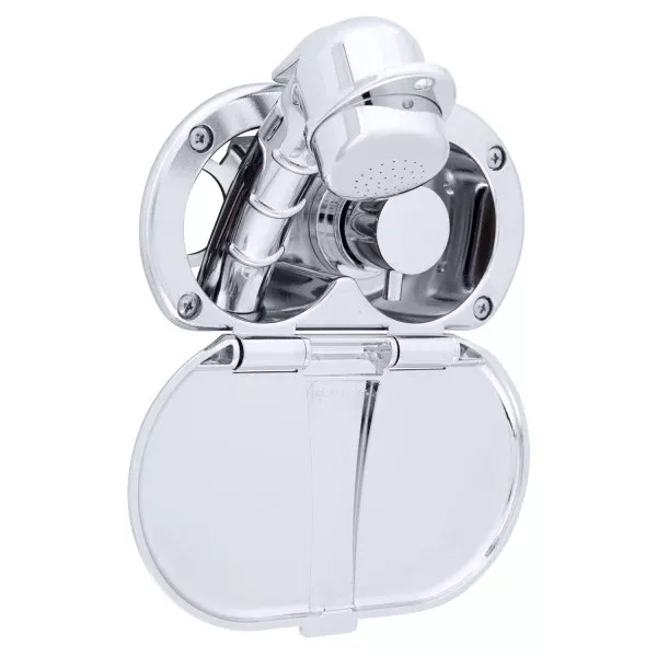 Ambassador Marine – Aidack- Transom Shower Hot/Cold Mixer, Chrome Cup & Lid, Small Chrome Sprayer, 6' Stainless Steel Marine Hose, Chrome Aidack Handle – 136-1708-CP