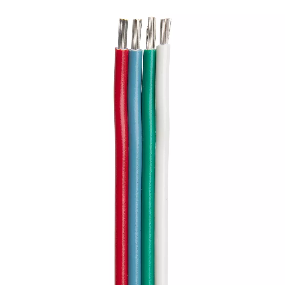 Ancor Flat Ribbon Bonded RGB Cable 18/4 AWG - Red, Light Blue, GreenWhite - 100 [160010]