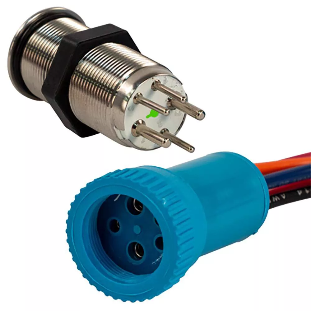 Bluewater 19mm Push Button Switch - Off/(On)/(On) Double Momentary Contact - Blue/Green/Red LED - 4' Lead [9057-2123-4]