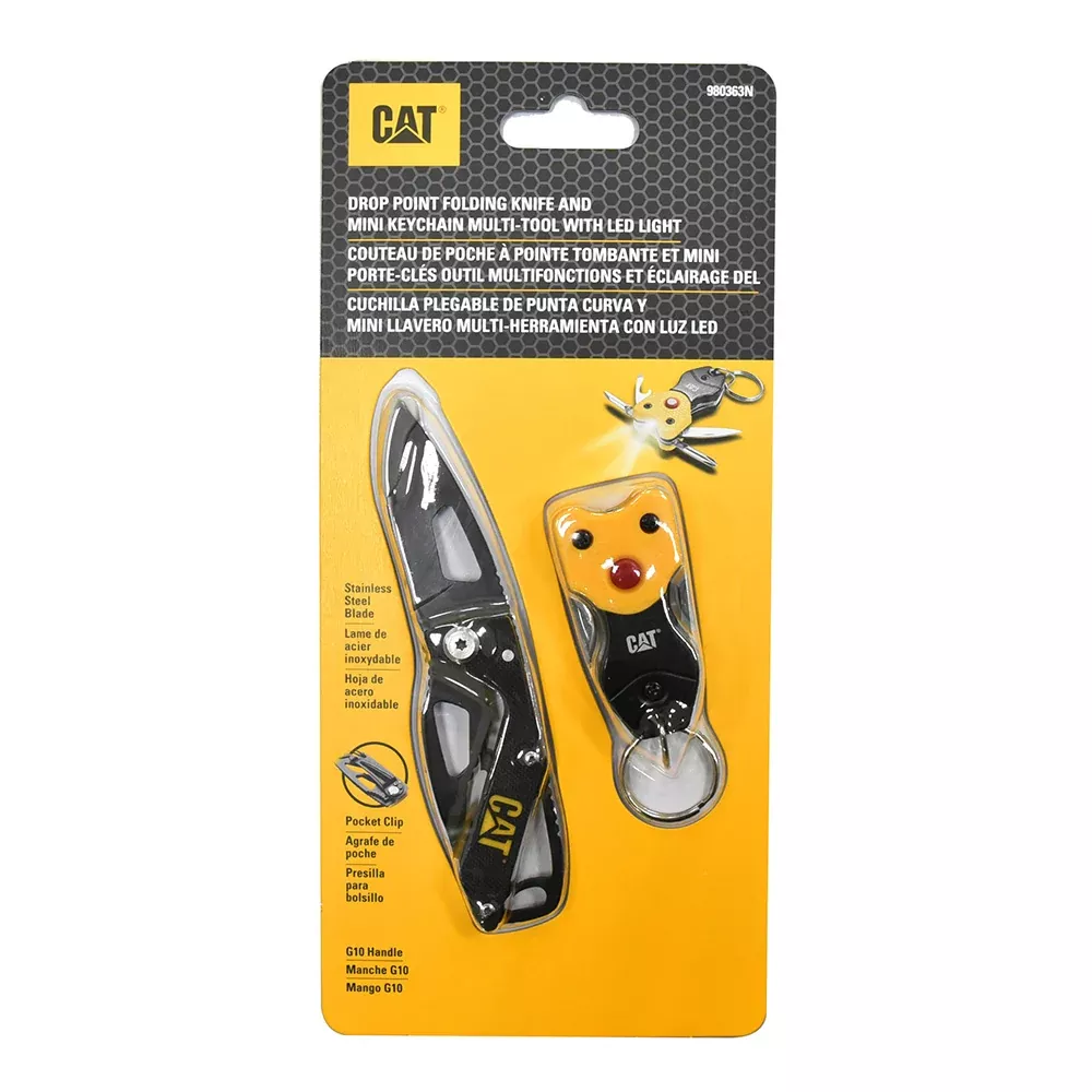 Cat Folding Skeleton Knife And Mini Keychain Multi-Tool Set