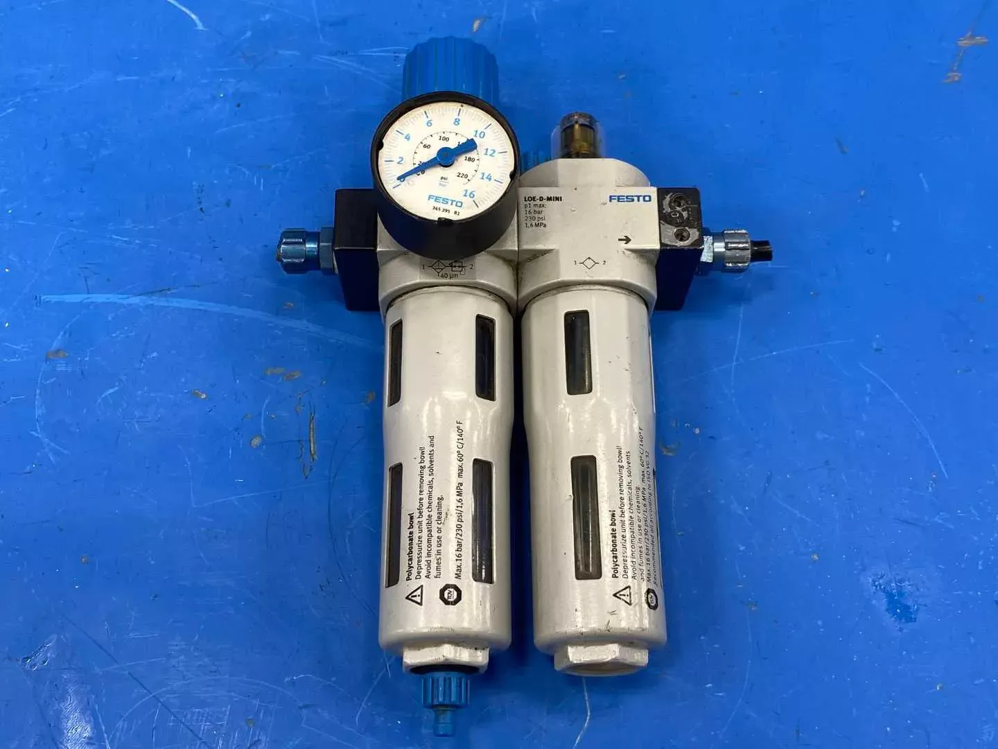 Festo LFR-D-MINI / LOE-D-MINI & Air Regulator & Lubricator 230PSI