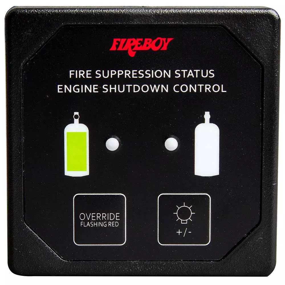 Fireboy-Xintex Deluxe Helm Display w/Membrane Switch, Remote Horn & LEDs f/Engine Shutdown System – Black Bezel Display