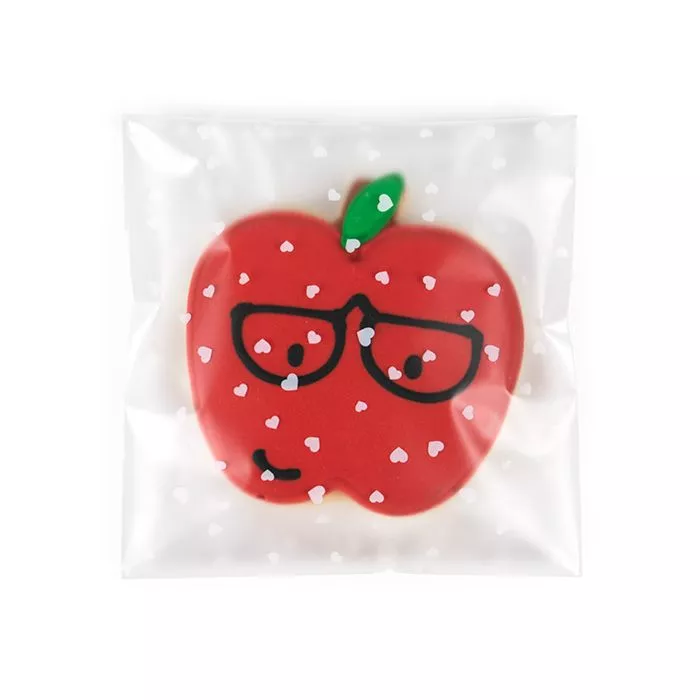 Frosted Flap Seal Bag w/ Hearts, 5" x 5" (100 Pieces)