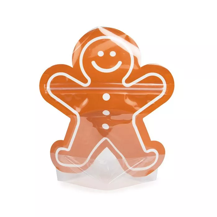 Gingerbread Man Shaped Pouches, 6 9/16" x 3" x 8 1/8" 100 pack