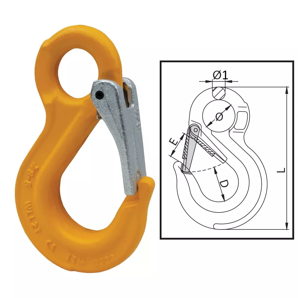 ITM G80 Components Eye Sling Hook w/ Safety Latch 13mm Chain