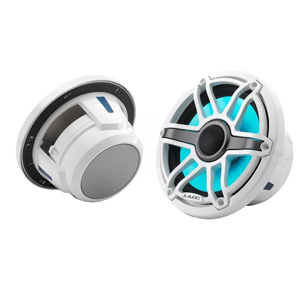 JL Audio M6 Series 7.7" Marine Coaxial Speakers w/Gloss White Sport GrilleTransflective LED Lighting - M6-770X-S-GwGw-i [010-03074-00]