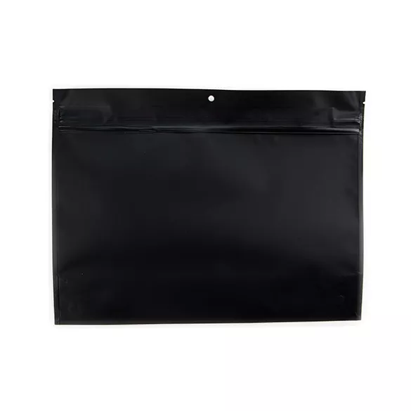 Matte Black Child Resistant Pouch Bags, 12" x 4" x 9" (100 Pack)