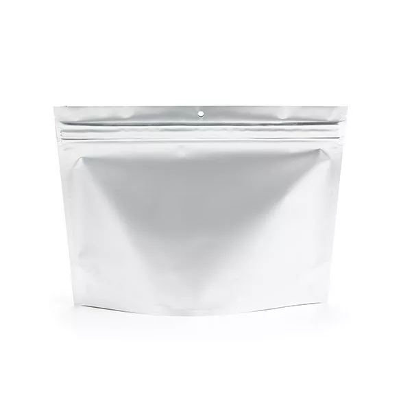 Matte Silver Child Resistant Pouch Bags, 12" x 4" x 9" (100 Pack)