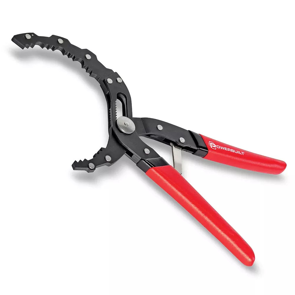 Powerbuilt Self-Adjusting Oil Filter Plier (58mm to 120mm Ø)