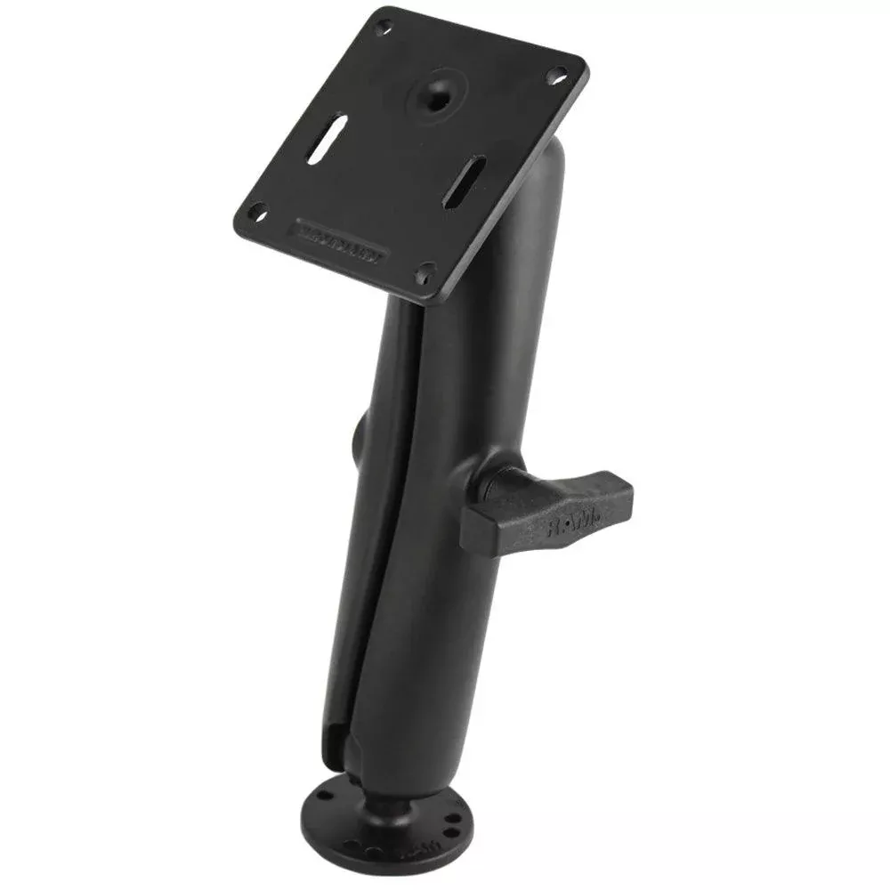 RAM Mount 1.5″ Diameter Ball Mount w/Long Double Socket Arm, 2.5″ Round Base &(AMPs) & 3.625″ Square Base (VESA)