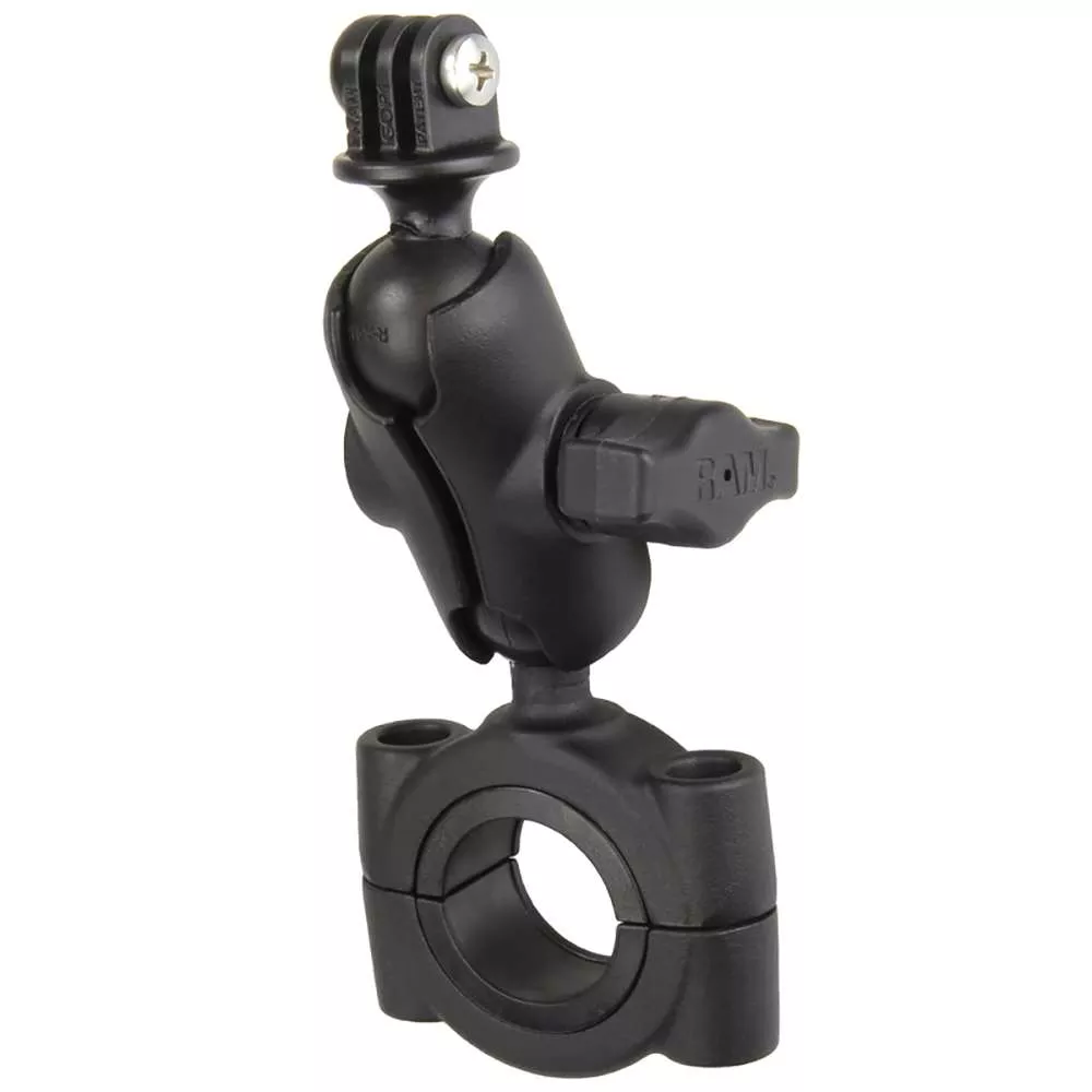 RAM Mount RAM Torque 1 1/8" - 1 1/2" Diameter Handlebar/Rail Base with B Size 1" Ball, Short Arm and Diamond Plate [RAM-B-408-112-15-A-238U]