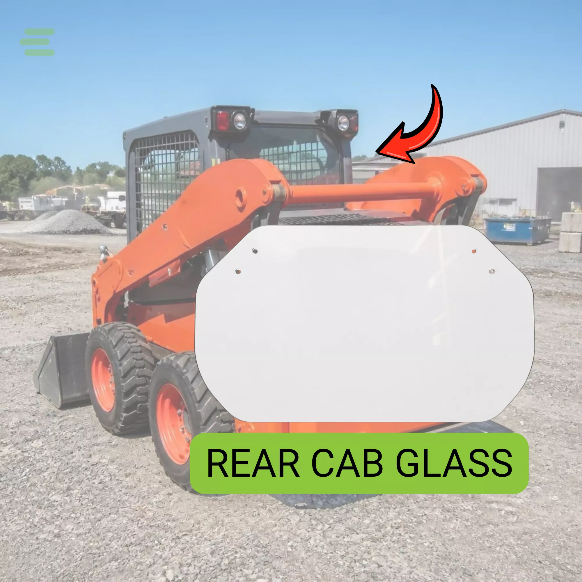Rear Cab Glass for Kubota Skid Steer