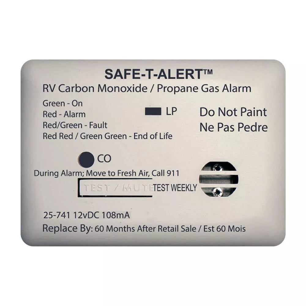 Safe-T-Alert 25 Series Surface Mount Dual Carbon Monoxide/Propane Alarm - 12V Hardwire - White [25-741-WT]