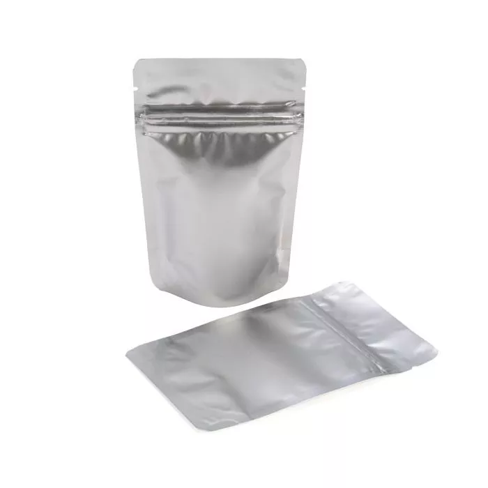 Silver Metallized Zipper Pouch Bags, 3 1/8" x 2" x 5 1/8" (100 Pack)