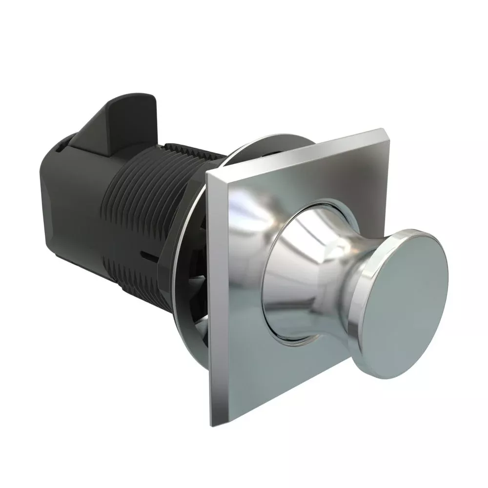 Southco Point Push-to-Close Latch, Square Housing, Chrome Housing, Chrome Knob [MP-05-212-11]