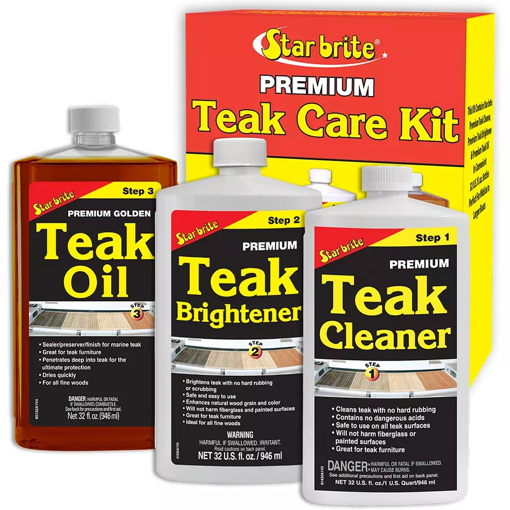Star brite Premium Teak Care Kit - Step 1, Step 2,Step 3 - 32 oz [81202]