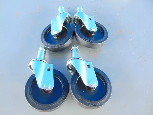 Stem Casters Set of 4, 5" Swivel, 7/8" Grip Ring Stem, TPR Rubber Wheels, 600 lb - Wire Shelving / Metro Super Erecta Replacement - Jarvis J4-40-213GF-11