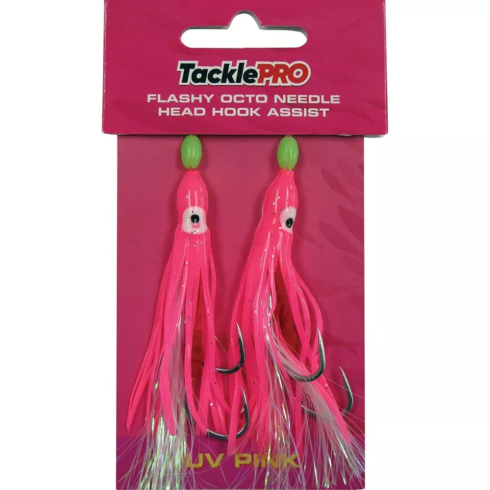 Tacklepro Flashy Octopus Assist Hook - Uv Pink-2Pc | Hooks - Assist Flashy
