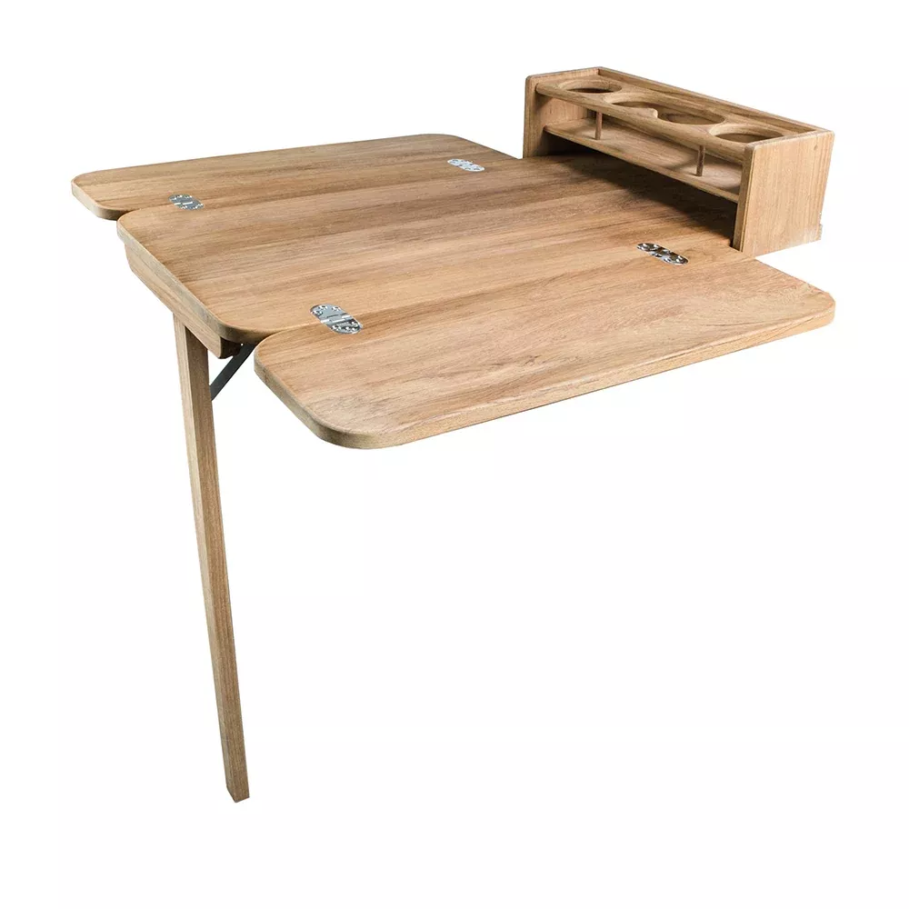 Whitecap Cockpit Table w/Folding Leaves4 Cupholders - Teak [61392C]