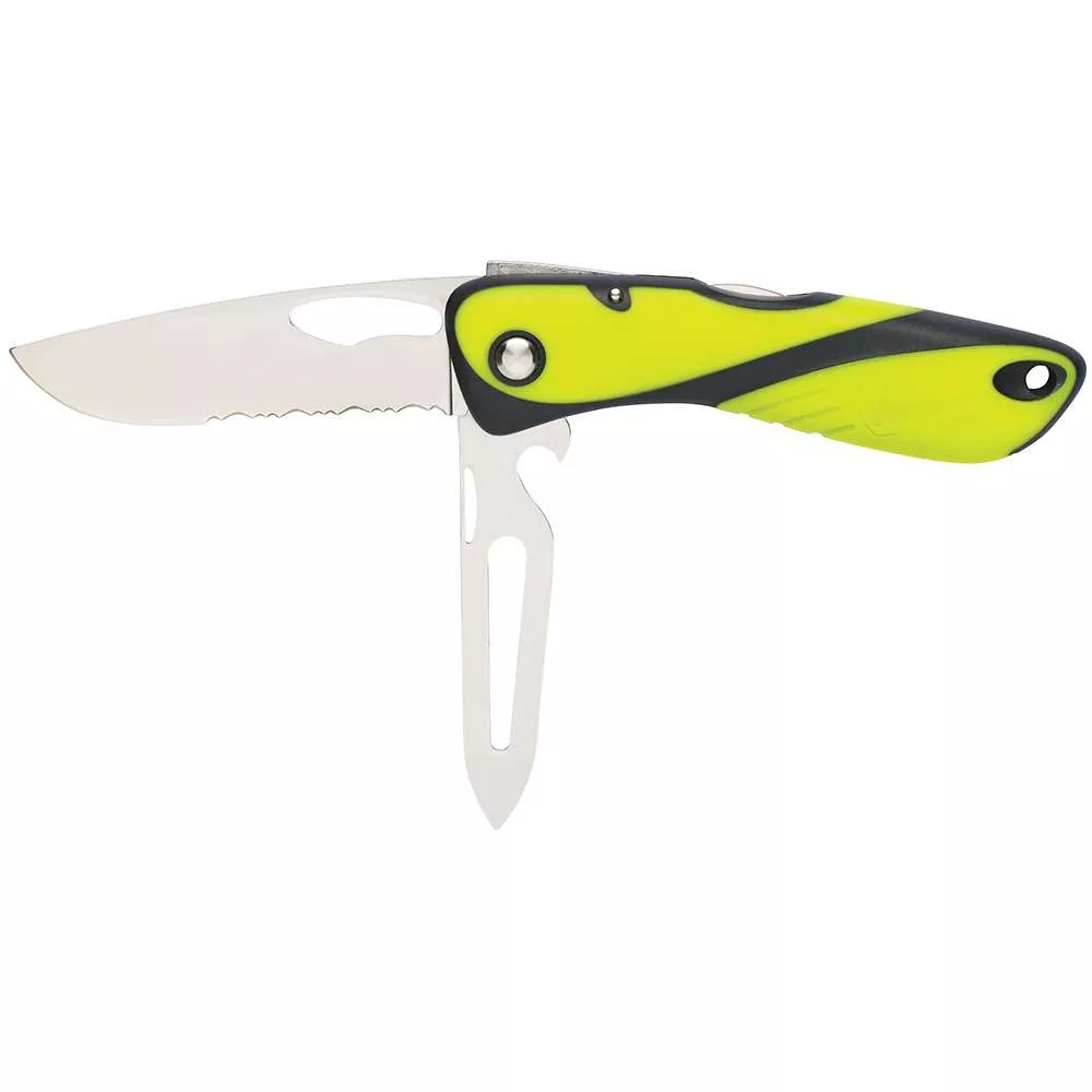 Wichard Offshore Knife – Serrated Blade – Shackler/Spike – Fluorescent